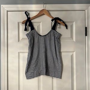 Vineyard Vines Nautical Navy Blue and White Striped Tank Top w/ Tie Straps